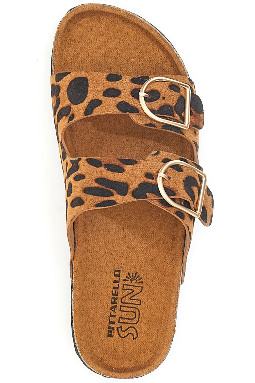 Ciabatte leopardate con doppia fibbia e plantare anatomico PITTARELLO SUN SR007