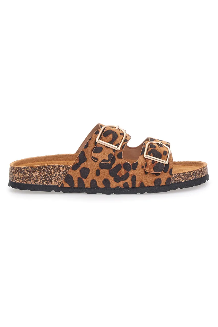 Ciabatte leopardate con doppia fibbia e plantare anatomico PITTARELLO SUN SR007