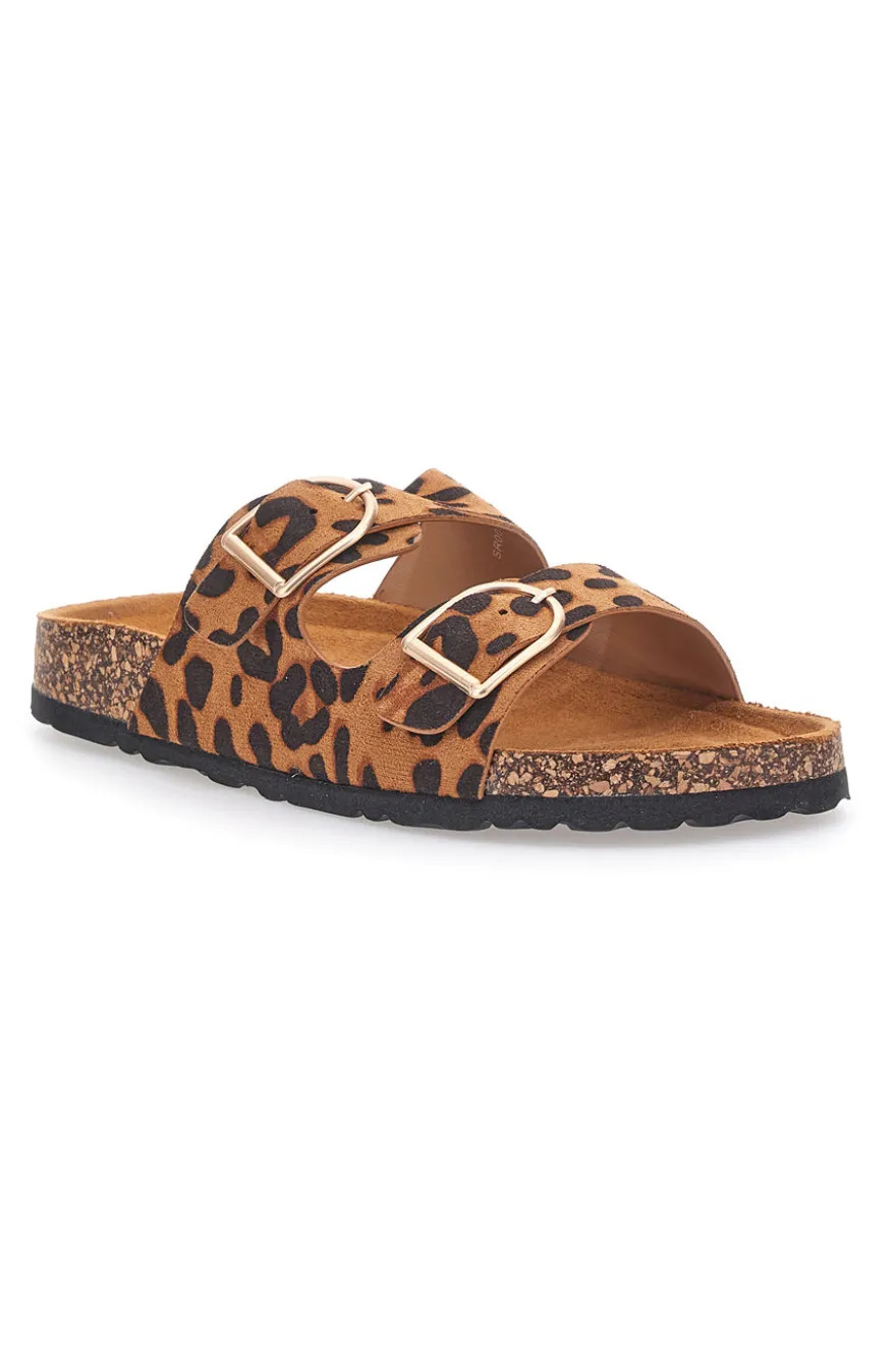 Ciabatte leopardate con doppia fibbia e plantare anatomico PITTARELLO SUN SR007