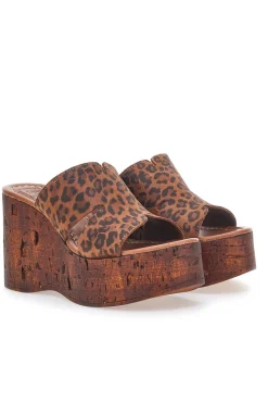 Ciabatte Leopardate Con Zeppa Effetto Legno Made in Italy PITTARELLO LOVE 5905/Z