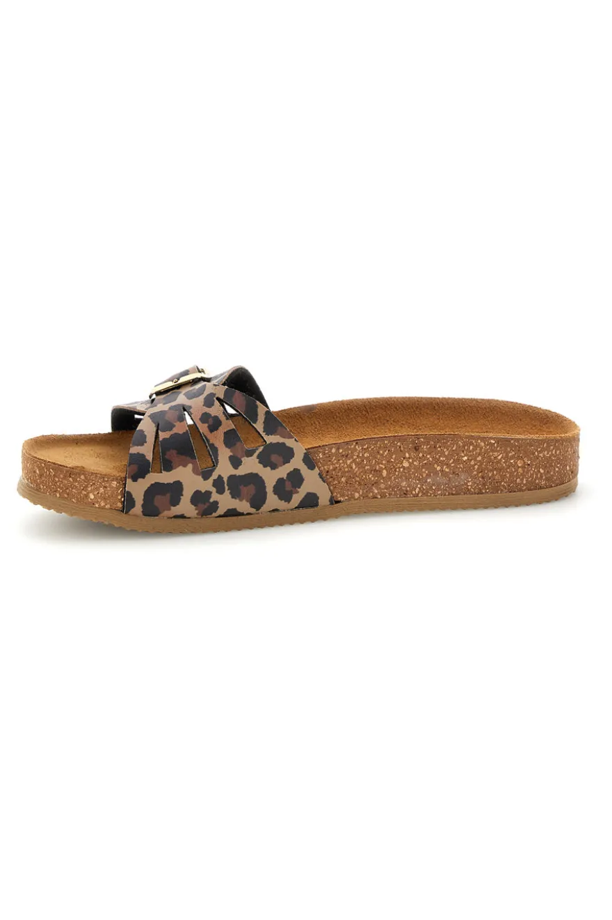 Ciabatte marrone animalier fascia incrociata Pittarello tierra 335A021SR