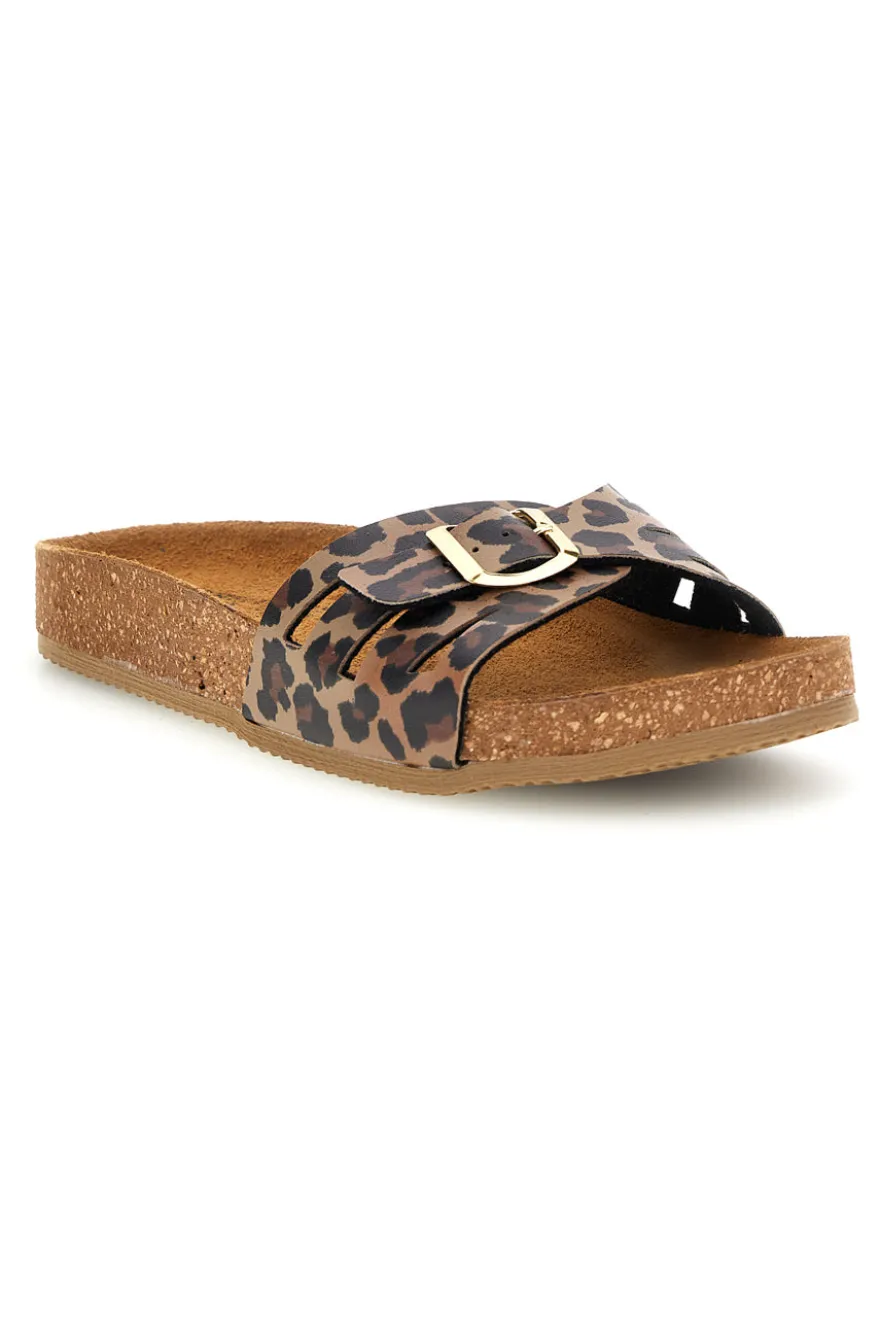 Ciabatte marrone animalier fascia incrociata Pittarello tierra 335A021SR