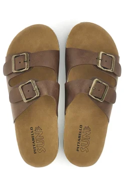 Ciabatte marrone con doppia fibbia Pittarello sun CHLY2417A01