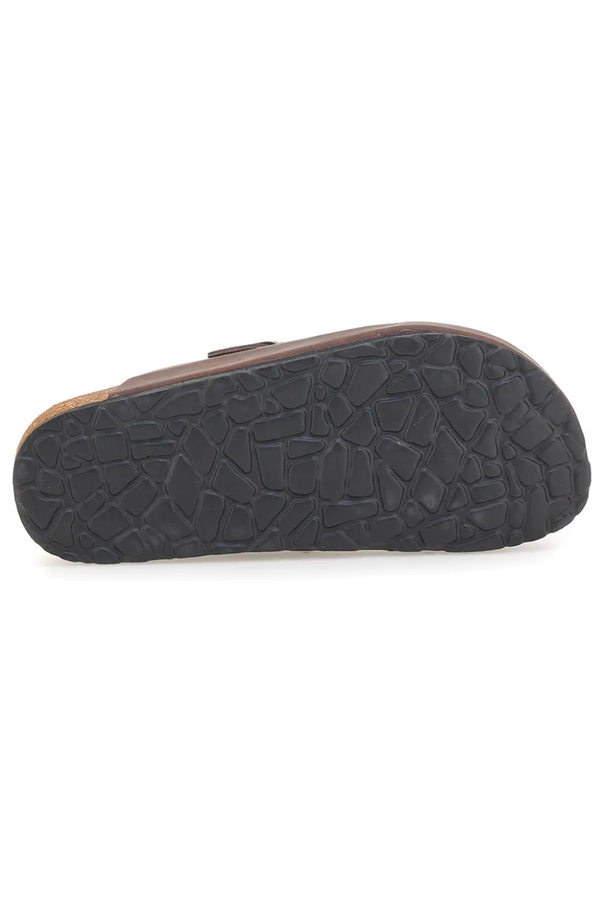 Ciabatte marrone con fibbia in vera pelle Pittarello Tierra 335A013PR