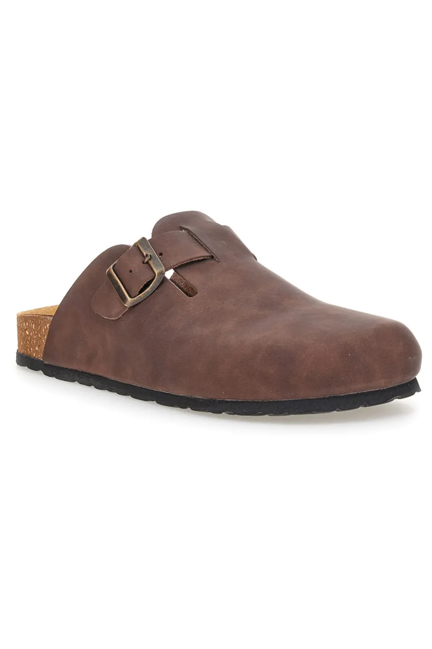 Ciabatte marrone con fibbia in vera pelle Pittarello Tierra 335A013PR