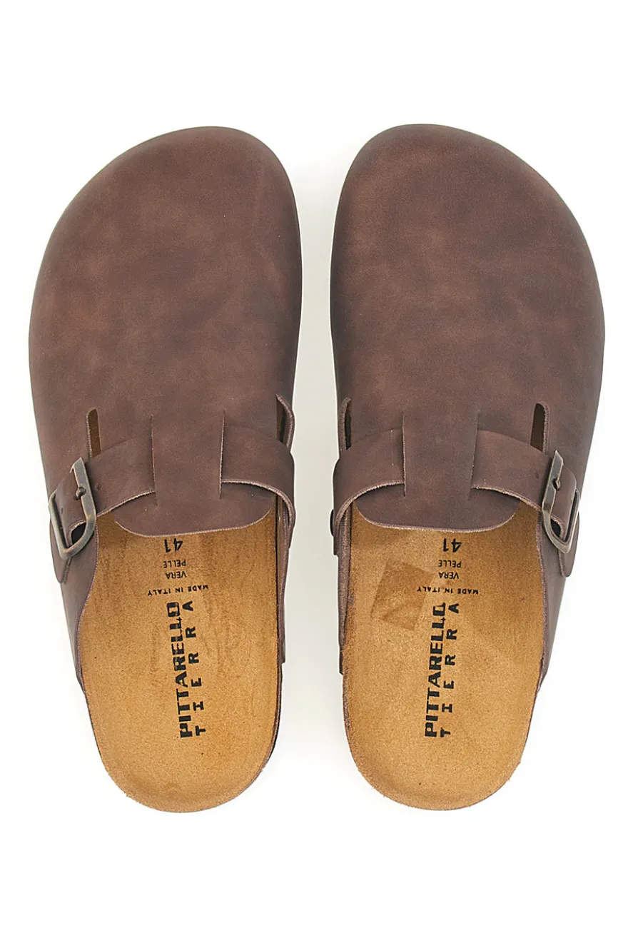 Ciabatte marrone con fibbia in vera pelle Pittarello Tierra 335A013PR