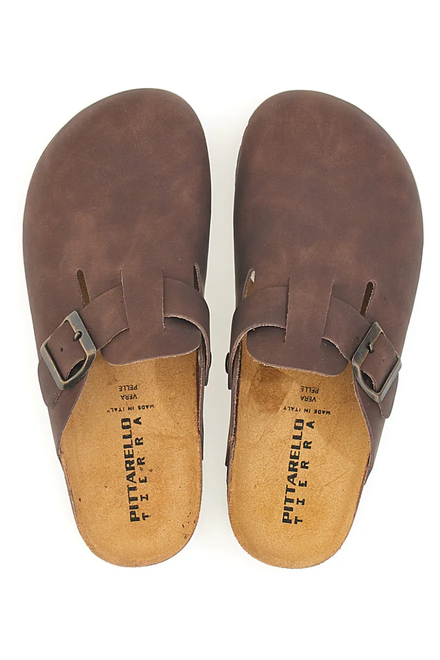 Ciabatte marrone con fibbia in vera pelle Pittarello Tierra 335A013PR