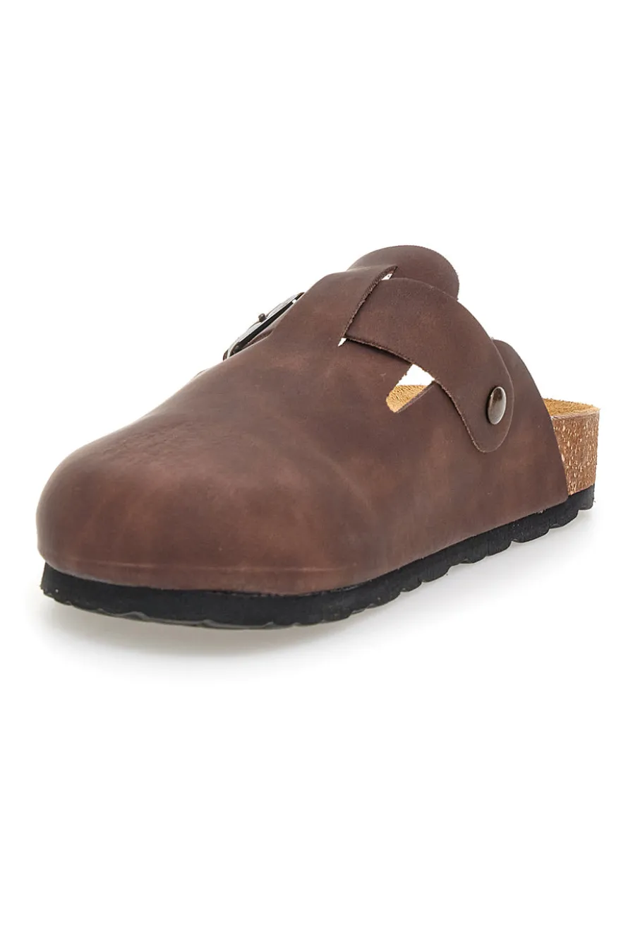Ciabatte marrone con fibbia in vera pelle Pittarello Tierra 335A013PR