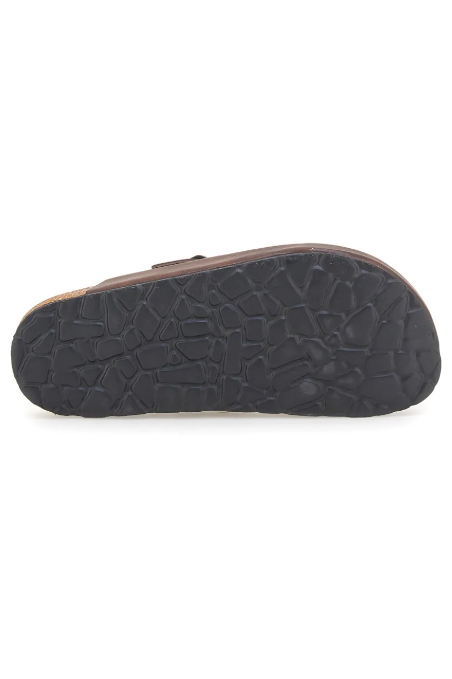 Ciabatte marrone con fibbia in vera pelle Pittarello Tierra 335A013PR