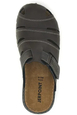 Ciabatte marrone con strappi e sottopiede in vera pelle Jerpoint 616PSSK