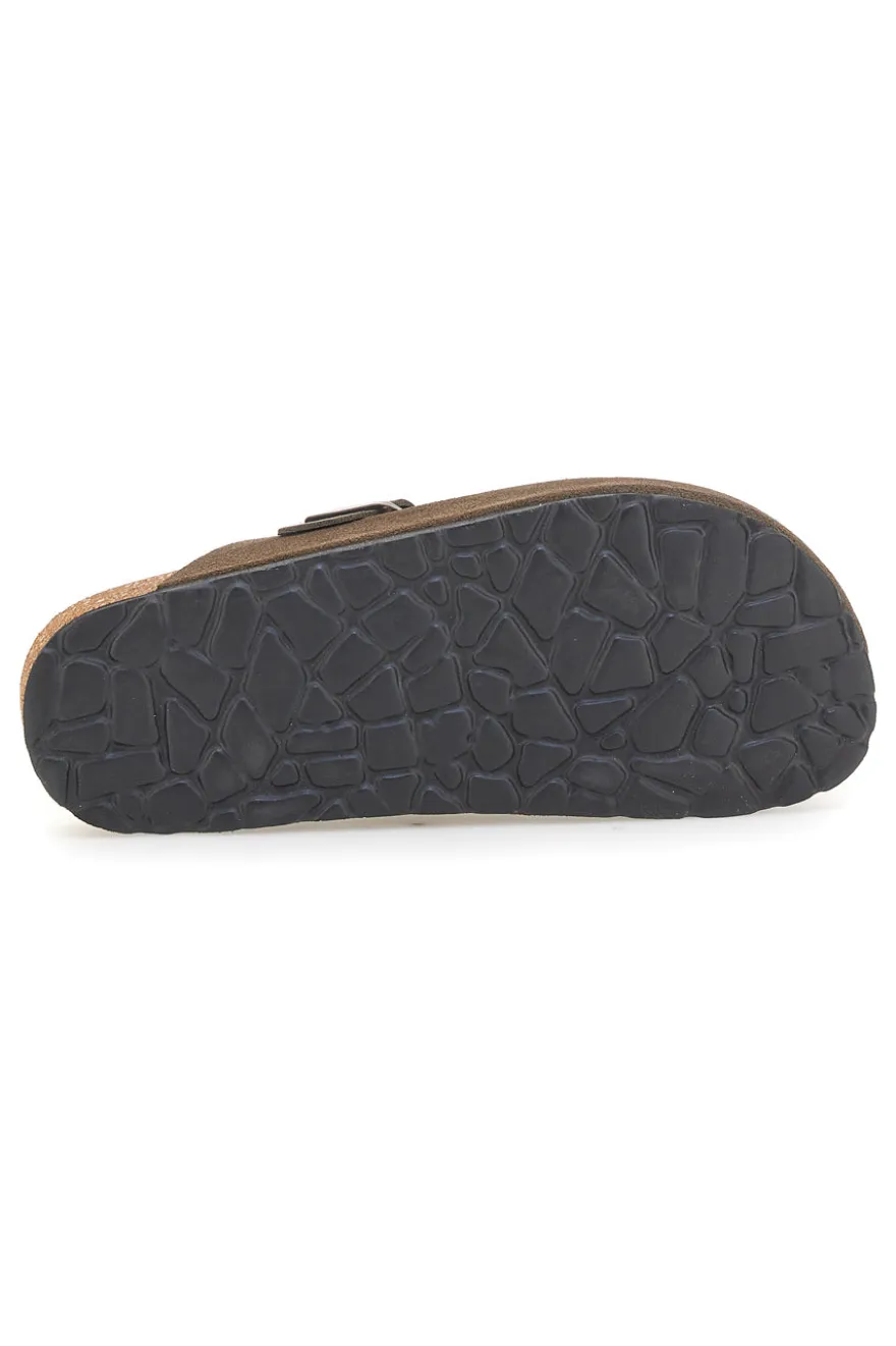 Ciabatte marrone scuro con fibbia in vera pelle PittarelloTierra 335A013PR