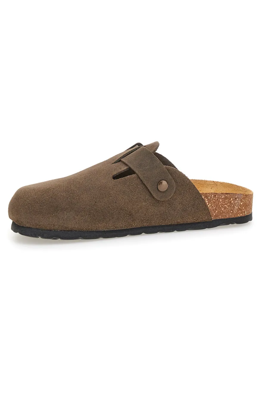 Ciabatte marrone scuro con fibbia in vera pelle PittarelloTierra 335A013PR
