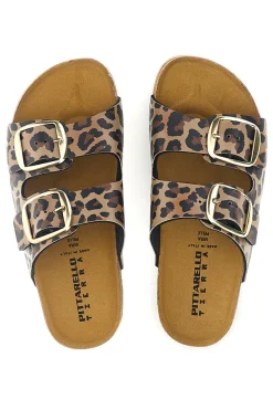 Ciabatte Marroni animalier sottopiede in vera pelle Pittarello tierra 335A20630SR