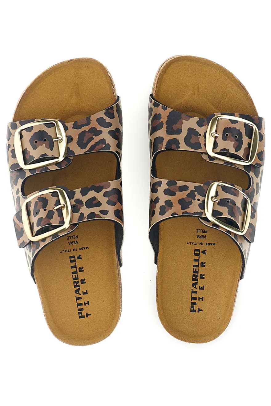 Ciabatte Marroni animalier sottopiede in vera pelle Pittarello tierra 335A20630SR