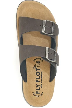 Ciabatte marroni con doppia fibbia e plantare anatomico FLY FLOT 781714C