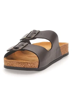 Ciabatte marroni con doppia fibbia e sottopiede in pelle Made in Italy Pittarello Tierra 335A2177SR