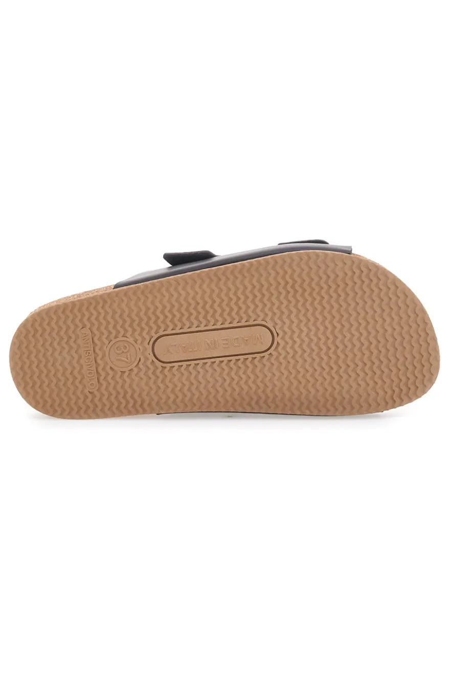 Ciabatte Marroni con Doppia Fibbia a Contrasto Made in Italy PITTARELLO TIERRA 335A20630SR