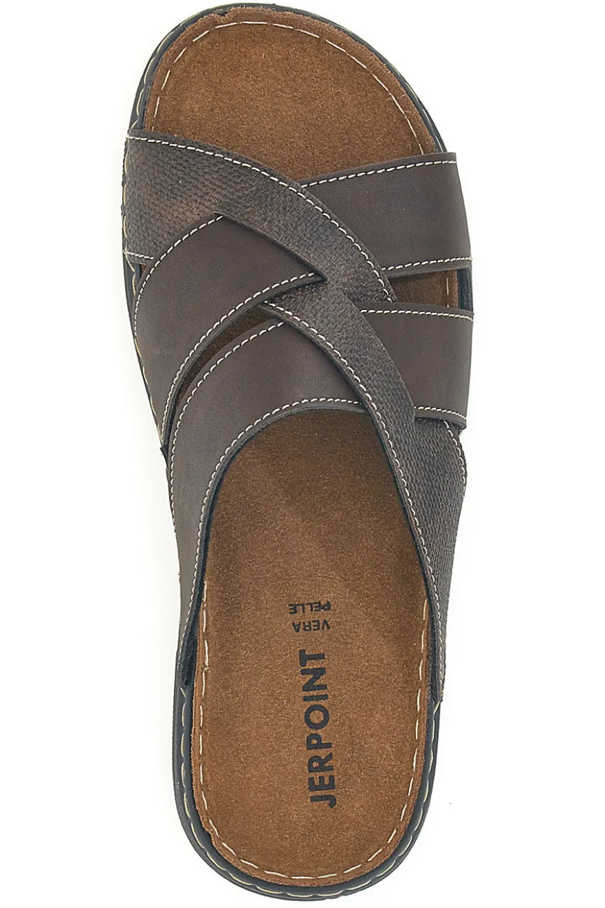 Ciabatte marroni con fasce incrociate comfort Jerpoint 609PSSK