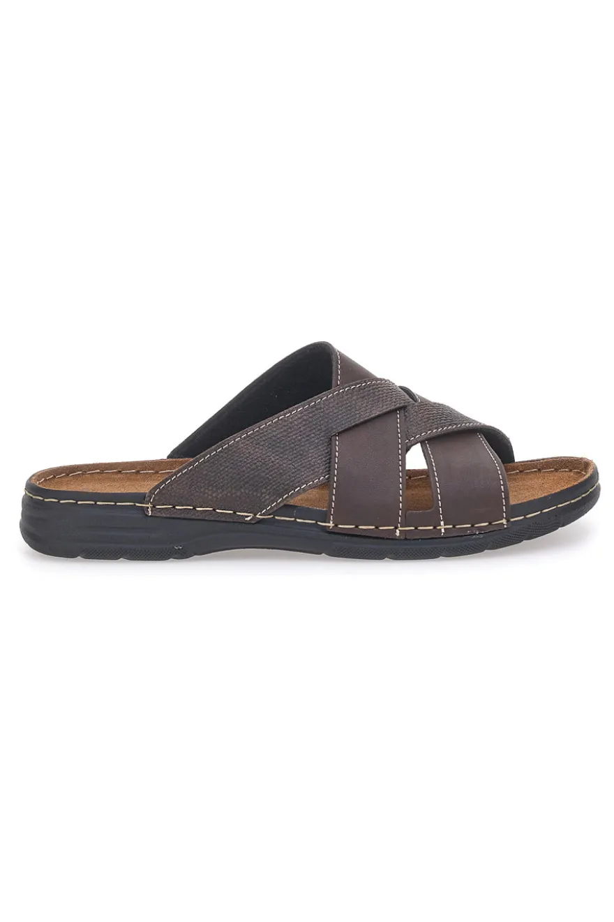 Ciabatte marroni con fasce incrociate comfort Jerpoint 609PSSK