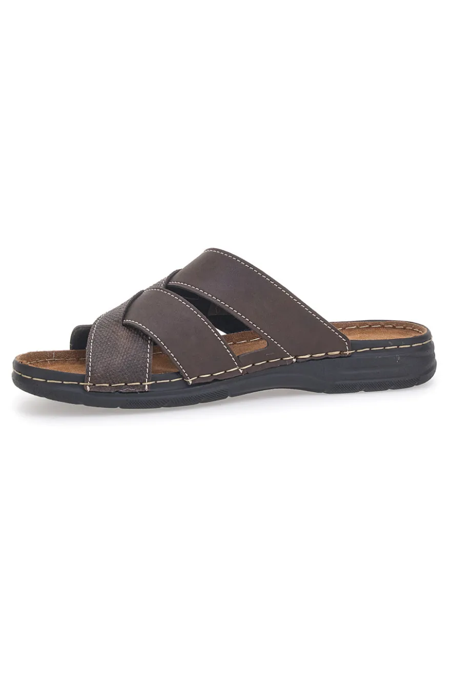 Ciabatte marroni con fasce incrociate comfort Jerpoint 609PSSK