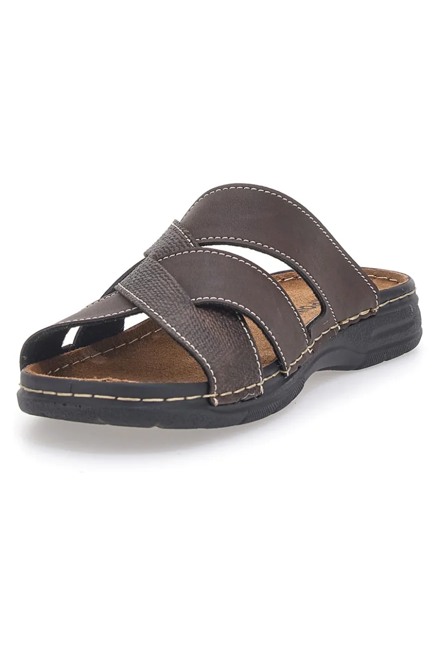 Ciabatte marroni con fasce incrociate comfort Jerpoint 609PSSK