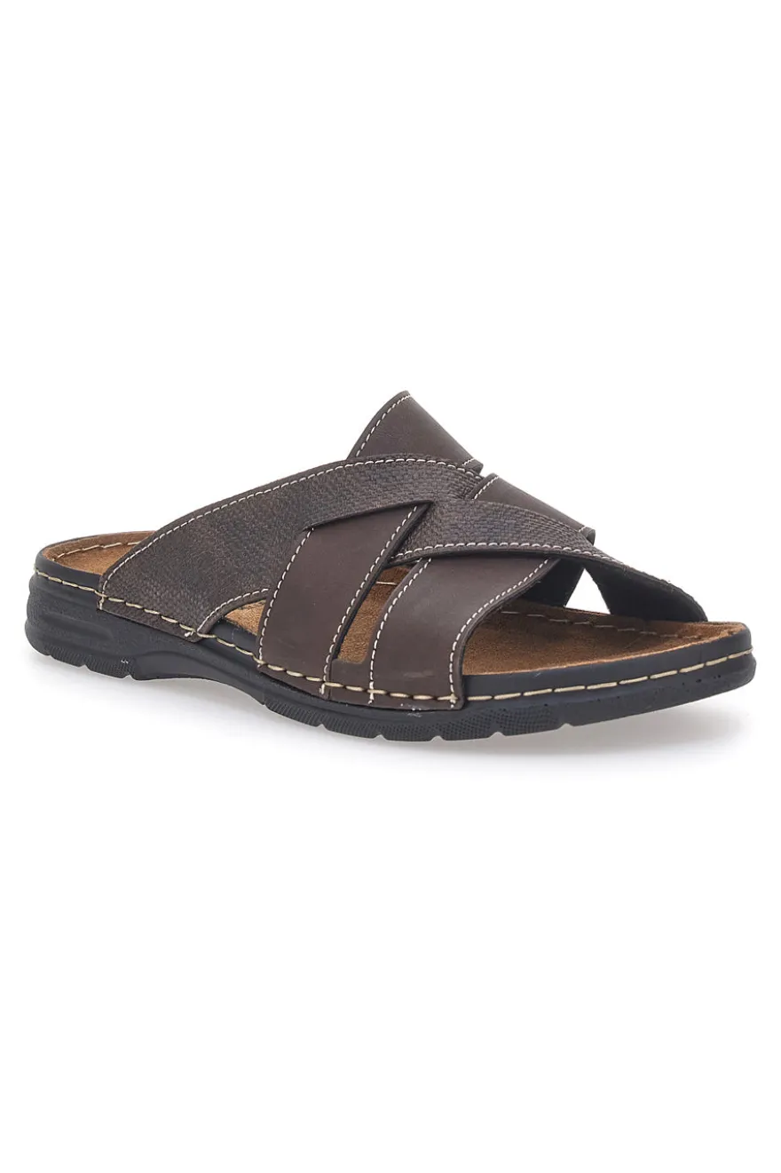 Ciabatte marroni con fasce incrociate comfort Jerpoint 609PSSK