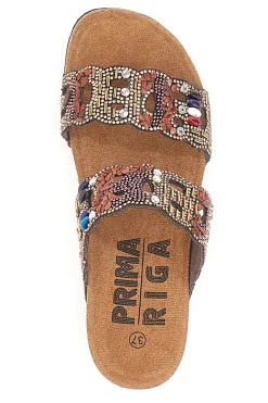 Ciabatte Marroni Con Perline Prima Riga 14607