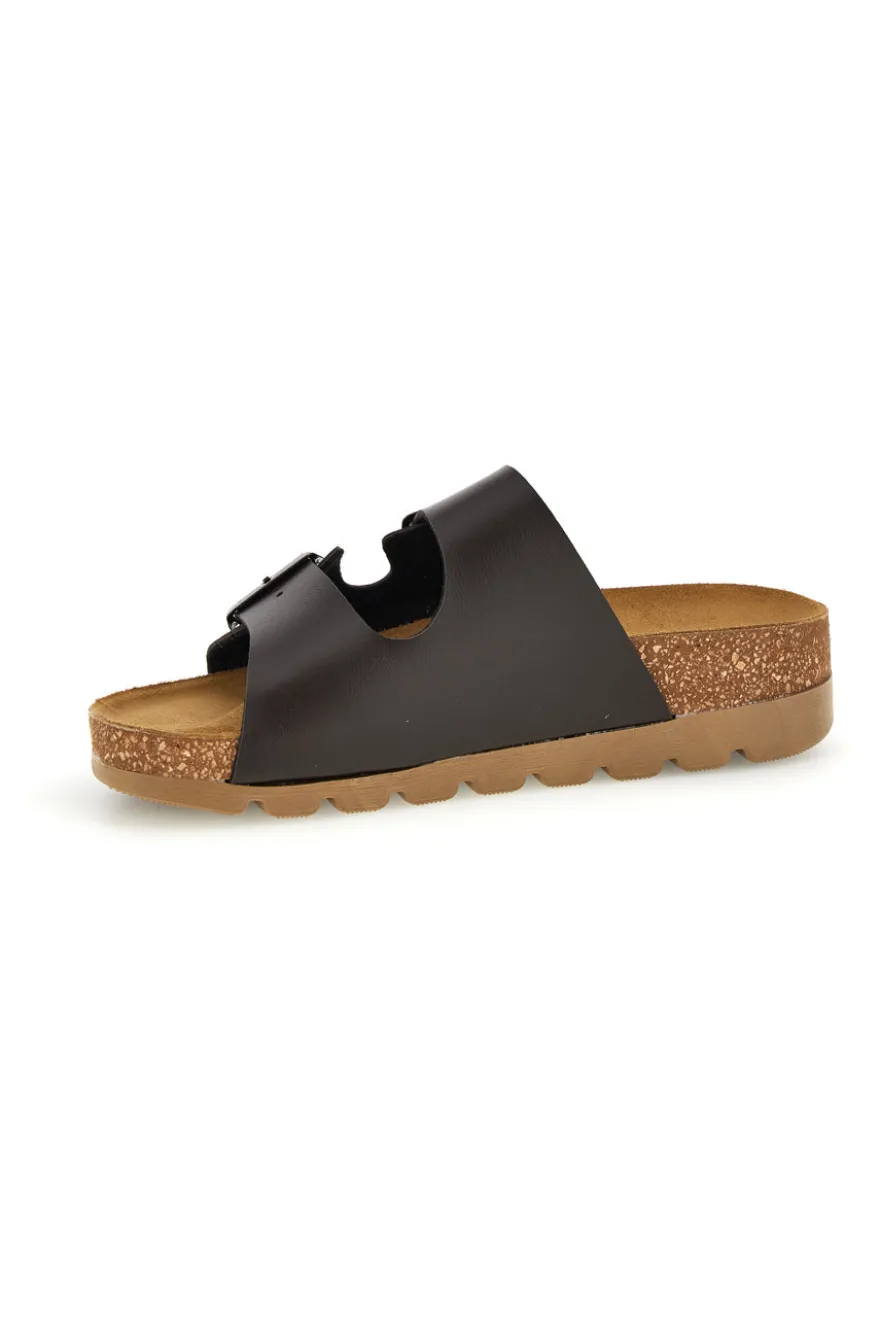 Ciabatte marroni con sottopiede in vera pelle Pittarello Bio 335P20630SR