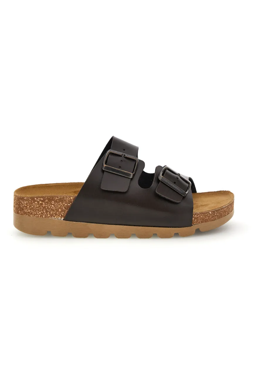 Ciabatte marroni con sottopiede in vera pelle Pittarello Bio 335P20630SR