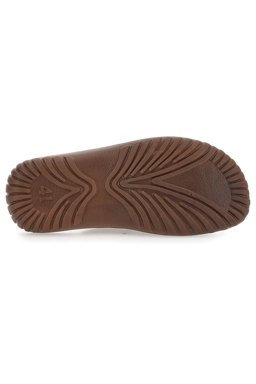 Ciabatte Marroni Con Strappi in Velcro Inblu 106 Fn