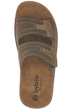 Ciabatte Marroni Con Strappi in Velcro Inblu 106 Fn