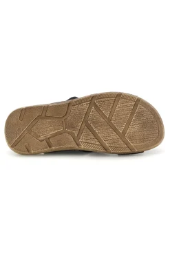 Ciabatte marroni con velcro e sottopiede in vera pelle Jerpoint 8013PSSK