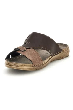 Ciabatte marroni con velcro e sottopiede in vera pelle Jerpoint 8013PSSK