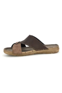 Ciabatte marroni con velcro e sottopiede in vera pelle Jerpoint 8013PSSK