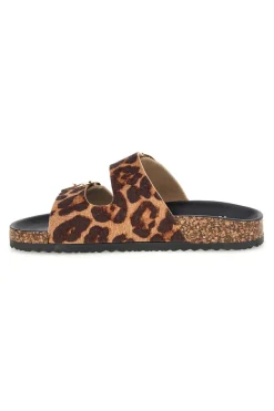 Ciabatte marroni e nere animalier con fibbie Me & Me 15614