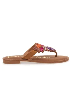 Ciabatte Marroni Infradito con Perline Fun Beach 468