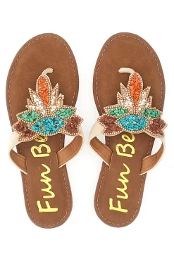 Ciabatte Marroni Infradito con Perline Fun Beach 468