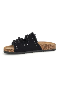 Ciabatte Nere con borchie e brillantini Me & me 12502