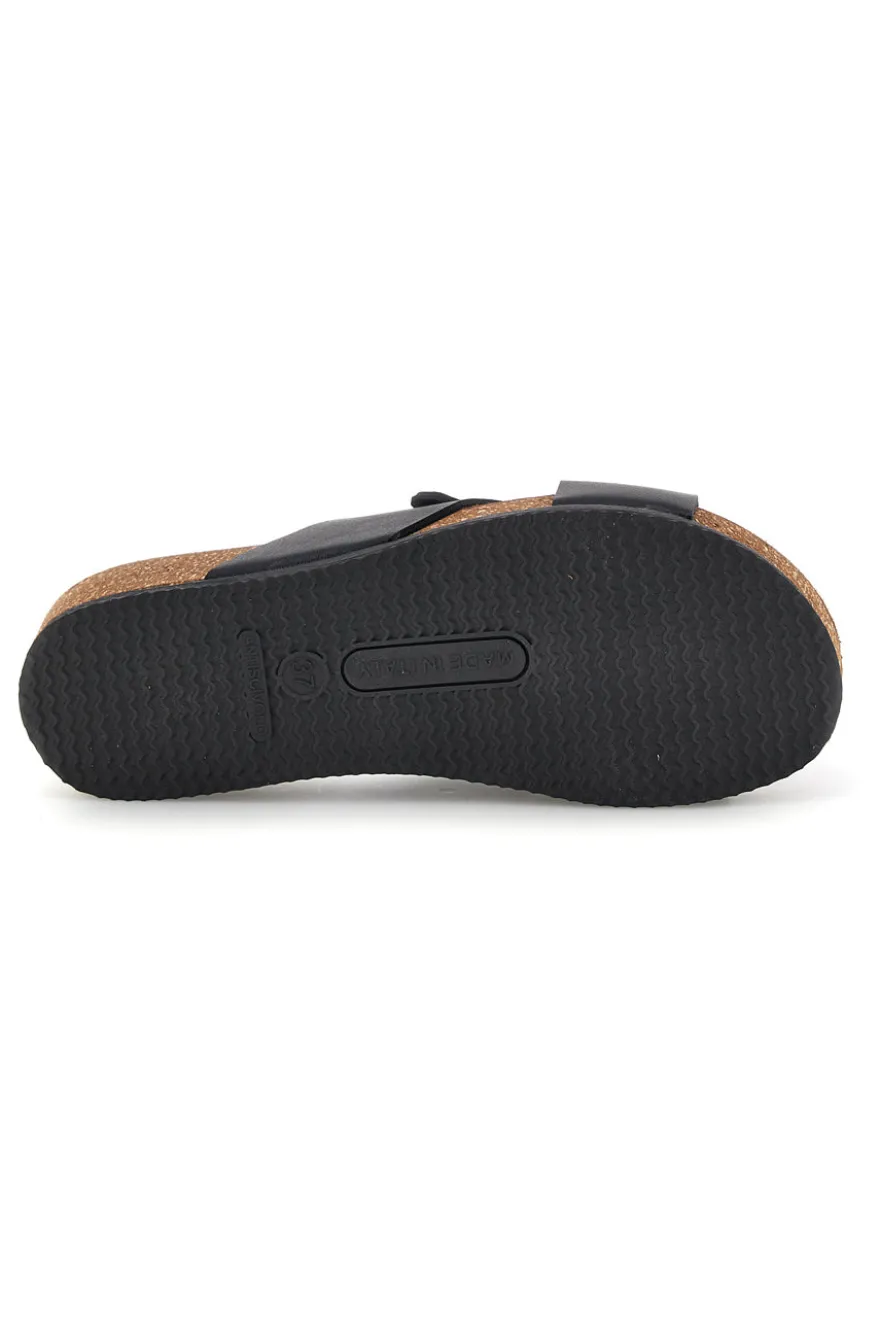 Ciabatte nere con catena e sottopiede in pelle Pittarello Eco 293A121SR