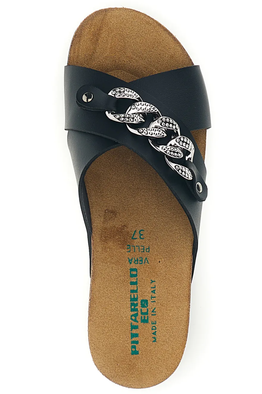 Ciabatte nere con catena e sottopiede in pelle Pittarello Eco 293A121SR