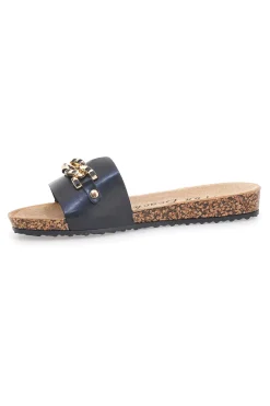 Ciabatte nere con catena dorata Fun Beach 14192