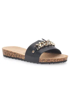 Ciabatte nere con catena dorata Fun Beach 14192