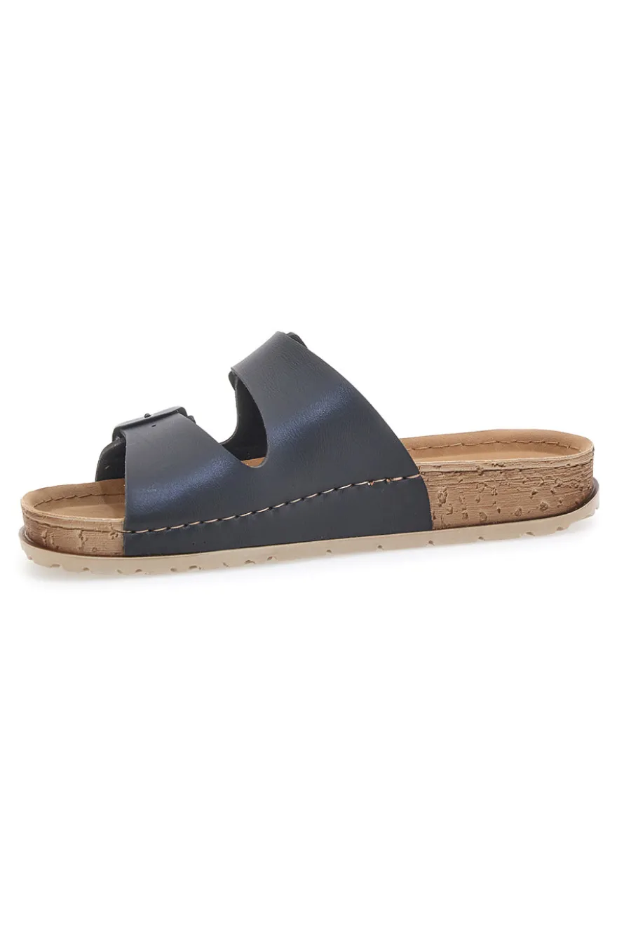 Ciabatte Nere con Doppia Fascia e Plantare Preformato INBLU 07 NB
