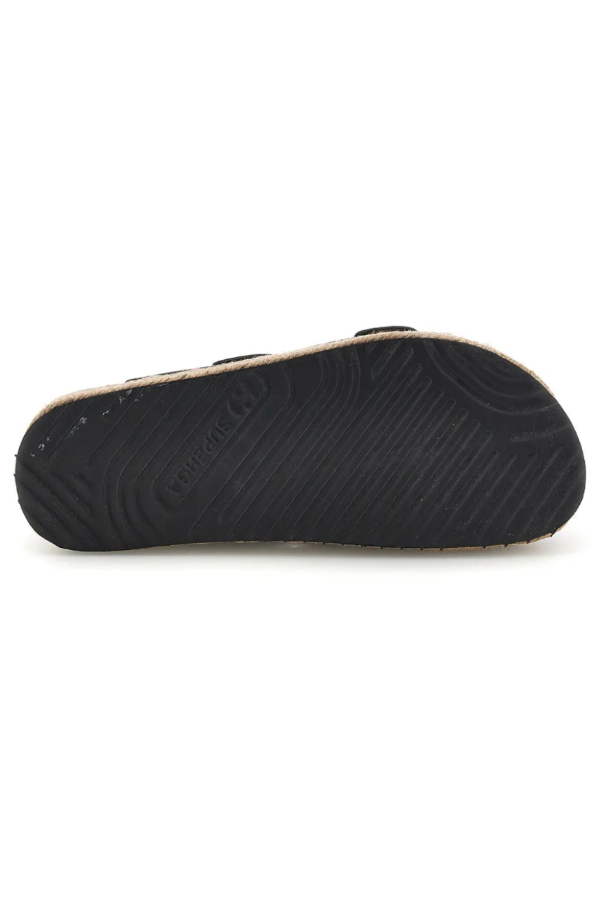 Ciabatte nere con doppia fascia regolabile e suola platform Superga S11T228