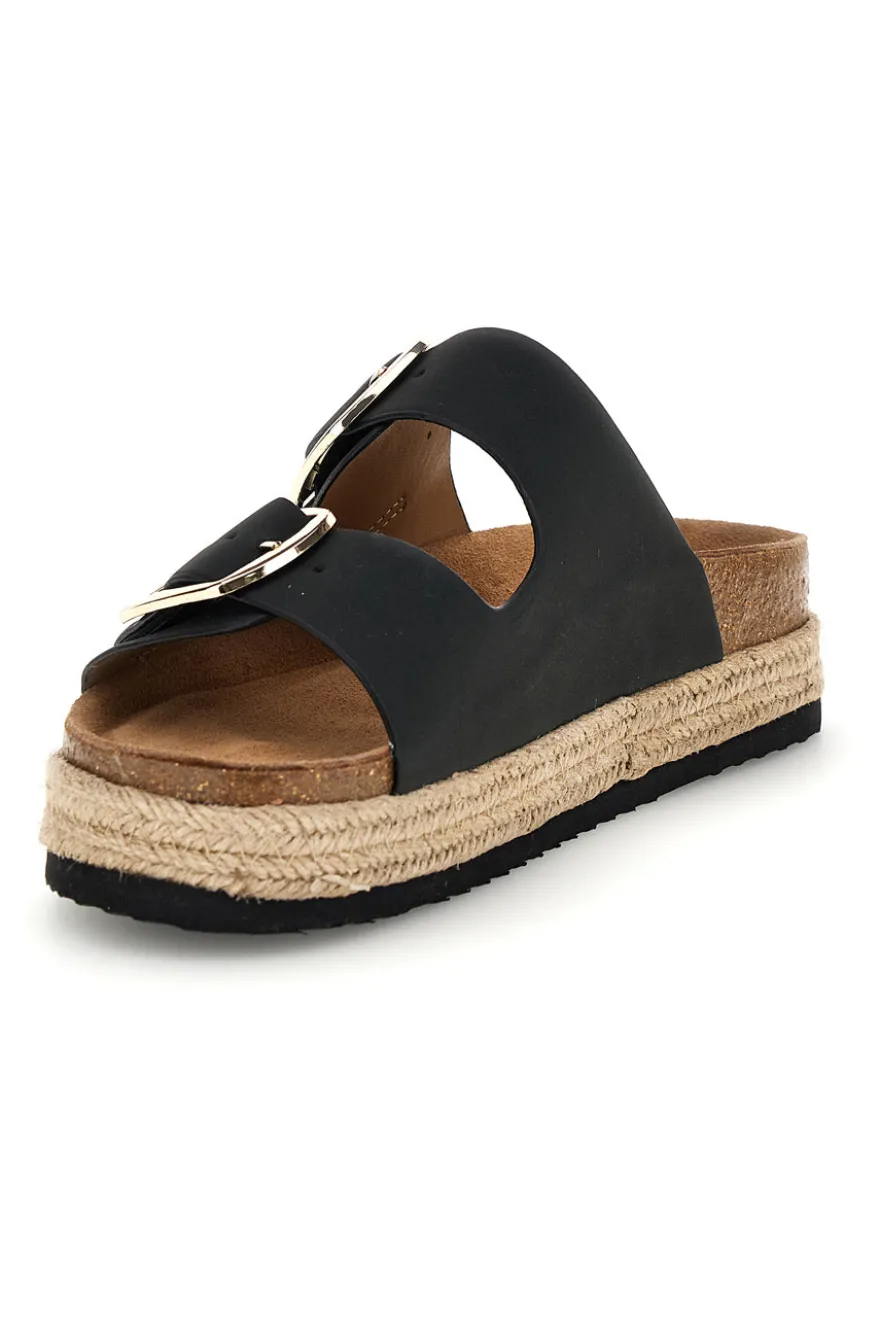 Ciabatte nere con doppia fascia regolabile e suola platform Superga S11T228