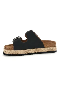 Ciabatte nere con doppia fascia regolabile e suola platform Superga S11T228