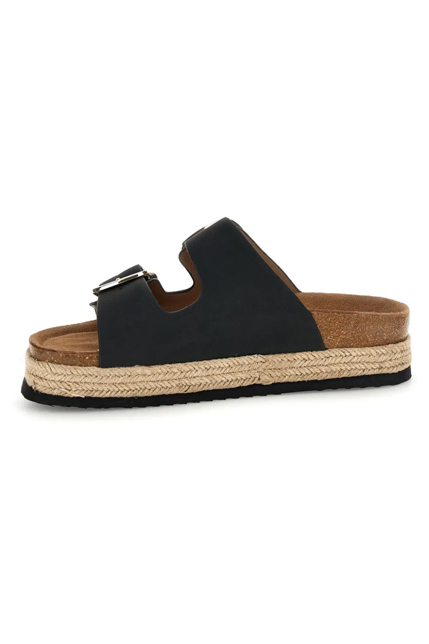 Ciabatte nere con doppia fascia regolabile e suola platform Superga S11T228