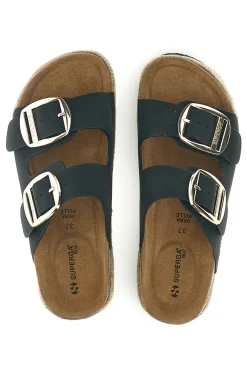 Ciabatte nere con doppia fascia regolabile e suola platform Superga S11T228