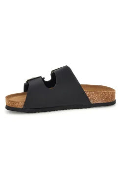 Ciabatte nere con doppia fascia regolabile Made in Italy in vera pelle Superga S31T823