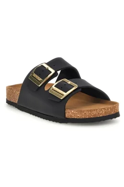 Ciabatte nere con doppia fascia regolabile Made in Italy in vera pelle Superga S31T823